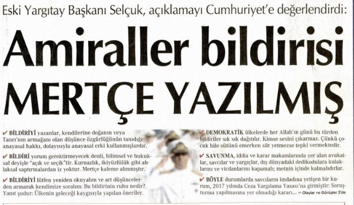 Sami Selçuk: Bildiri değil mertçe yazılmış öneri